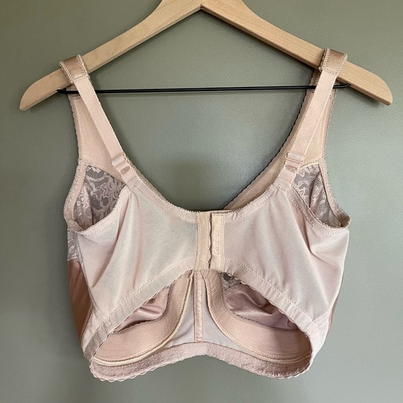 Glamorise Magic Lift Full Figure Wireless Support Bra Blush Sz 36J Nude Tan Lace - Picture 14 of 16